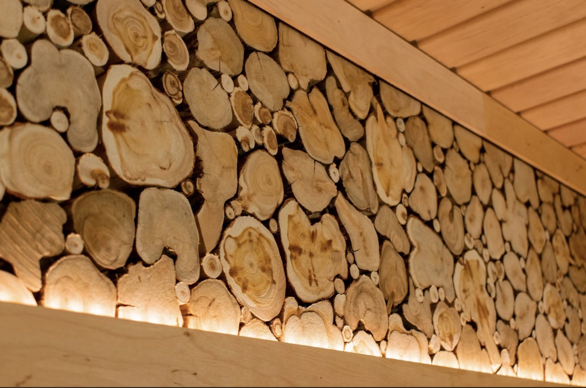 Natural juniper for SaunaRoom sauna interiors Natural juniper texture for sauna interior production