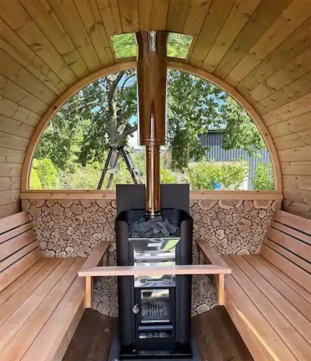 Unique juniper sauna interior element Juniper product crafted in the VVWOOD workshop in Latvia