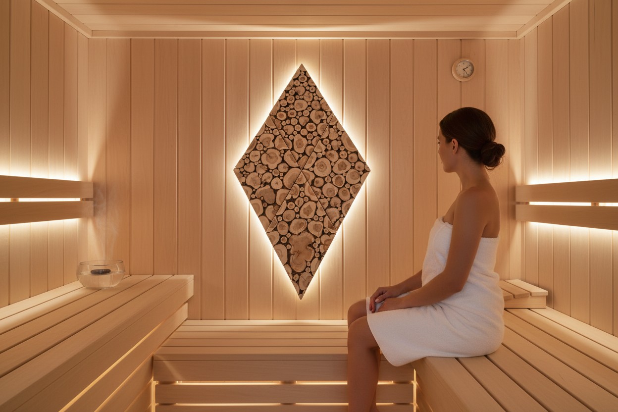 Juniper interior product for a professional sauna project